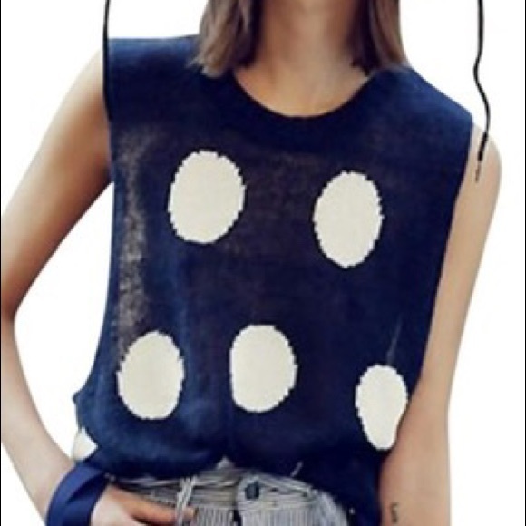 WILDFOX. Navy Polka Dot Sweater Tank! - Picture 3 of 9